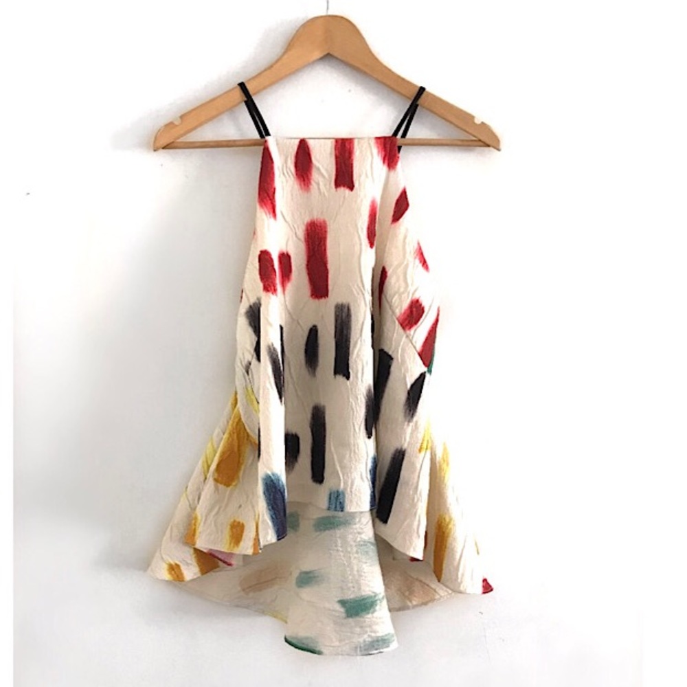 milly sleeveless top tank women’s size M high low multicolor